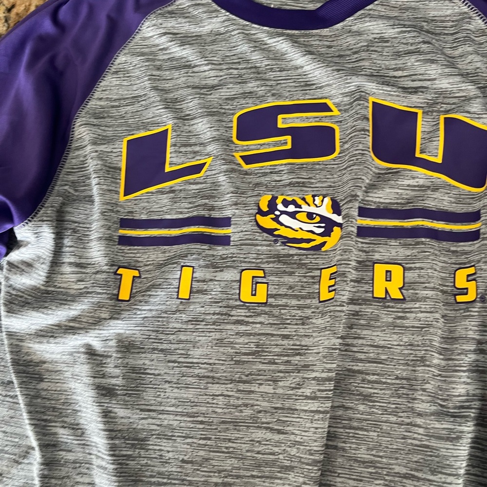 Colosseum Gray Heather Tee with Purple Trim